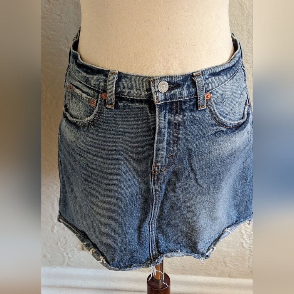 Levi's distressed denim mini skirt